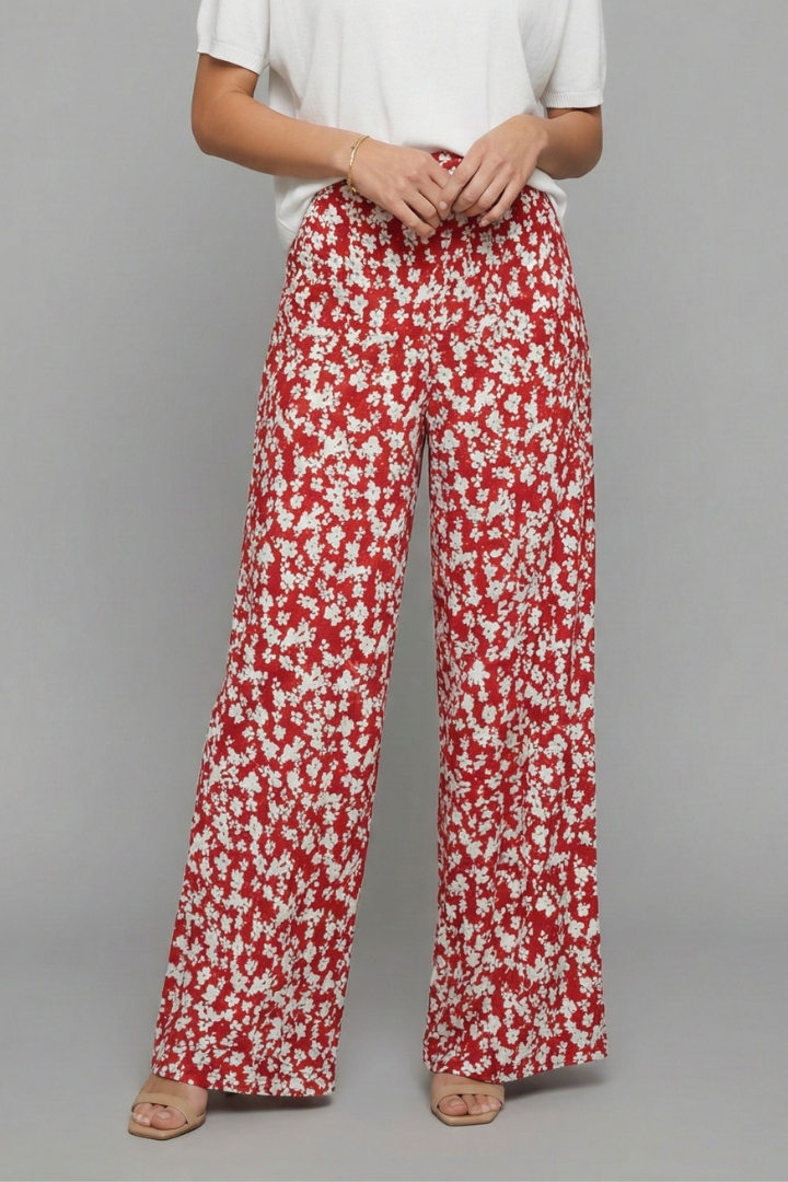 Women's Flowing All-Over Floral Wide-Leg Palazzo Pants