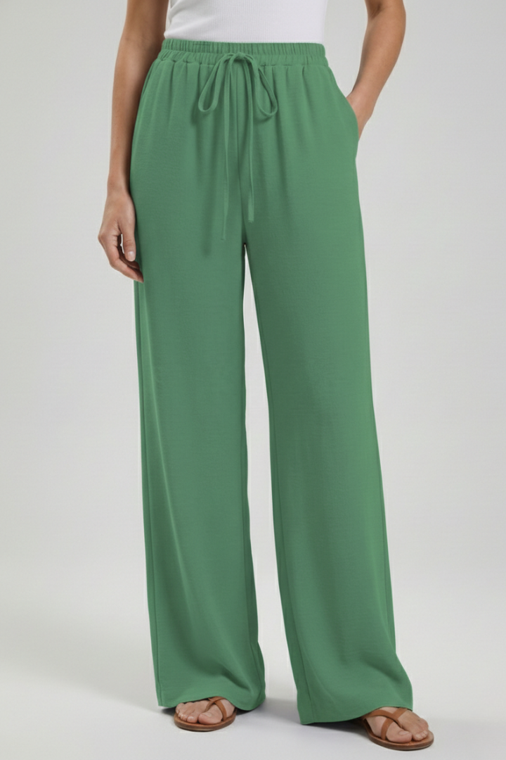 Women's Wide-Leg Drawstring Waist Flowing Summer Palazzo Pants