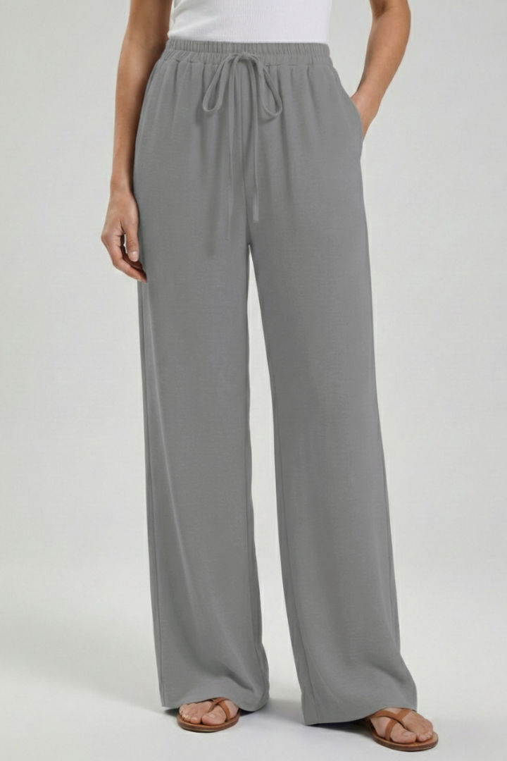 Women's Wide-Leg Drawstring Waist Flowing Summer Palazzo Pants