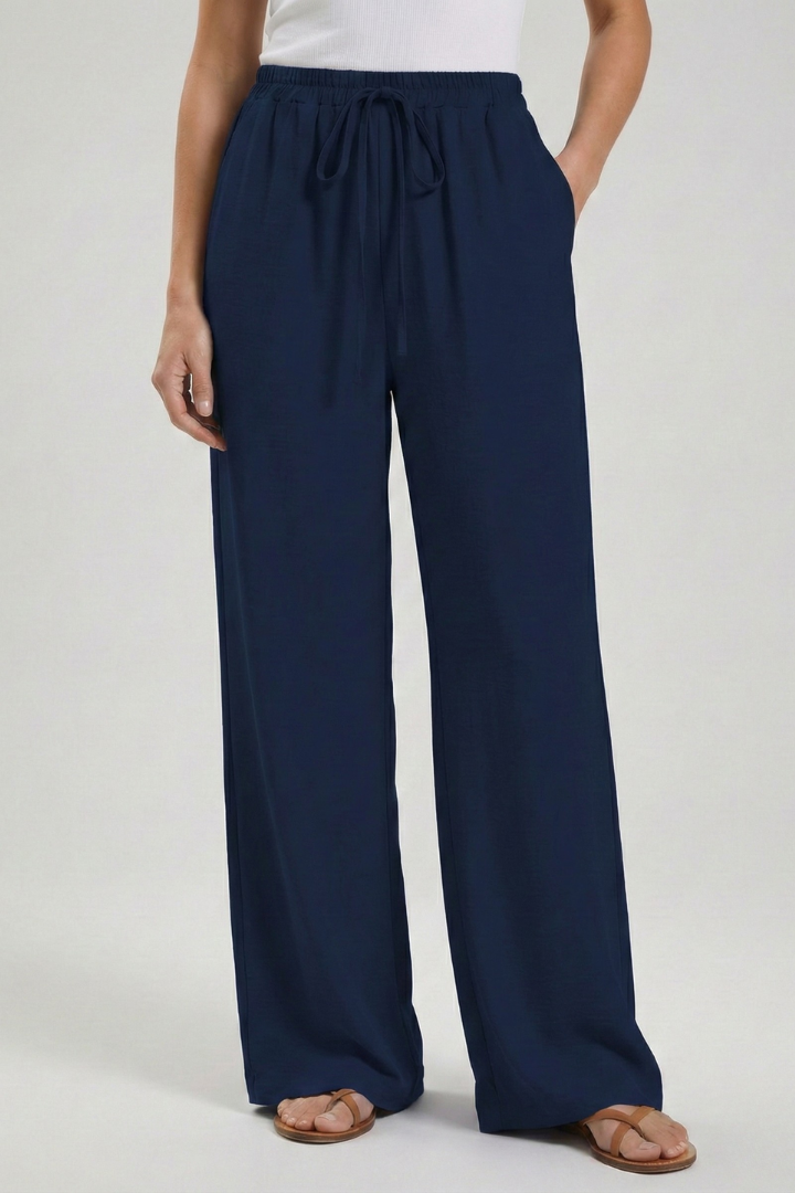 Women's Wide-Leg Drawstring Waist Flowing Summer Palazzo Pants