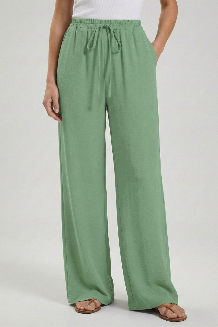 Women's Wide-Leg Drawstring Waist Flowing Summer Palazzo Pants