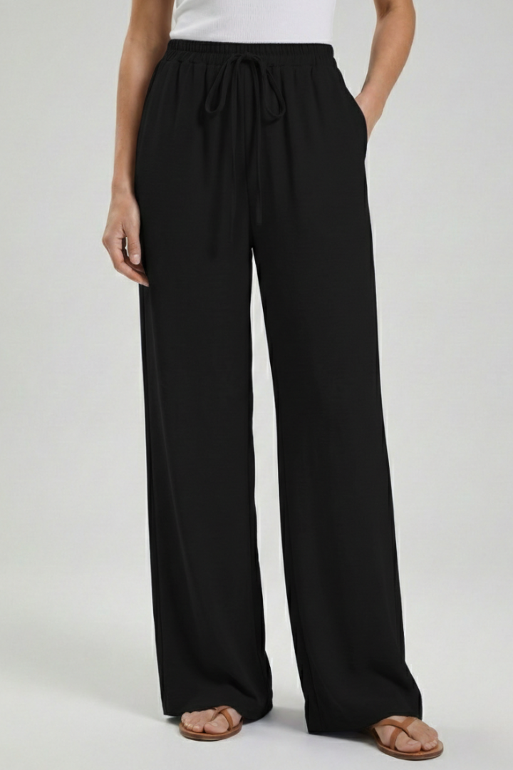 Women's Wide-Leg Drawstring Waist Flowing Summer Palazzo Pants