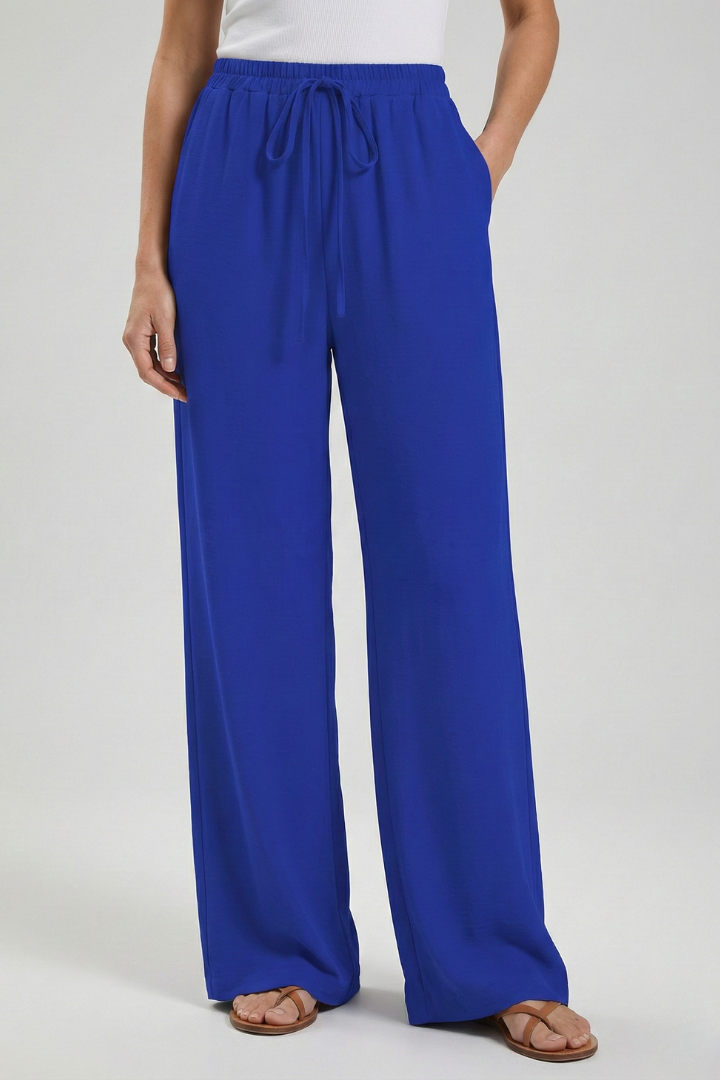 Women's Wide-Leg Drawstring Waist Flowing Summer Palazzo Pants