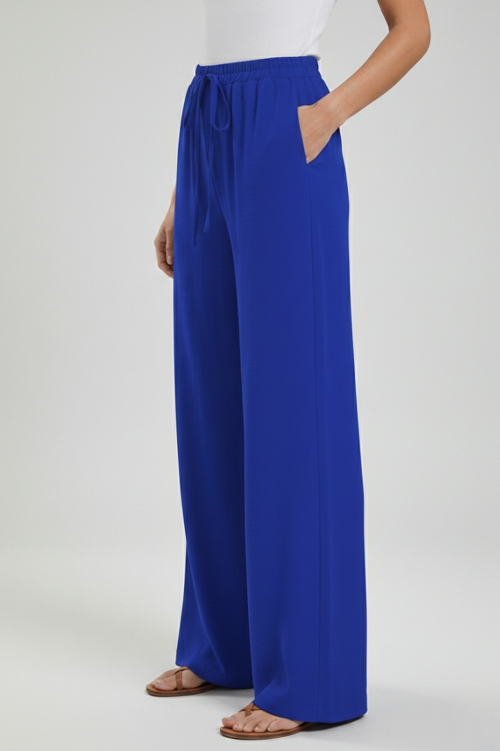 Women's Wide-Leg Drawstring Waist Flowing Summer Palazzo Pants