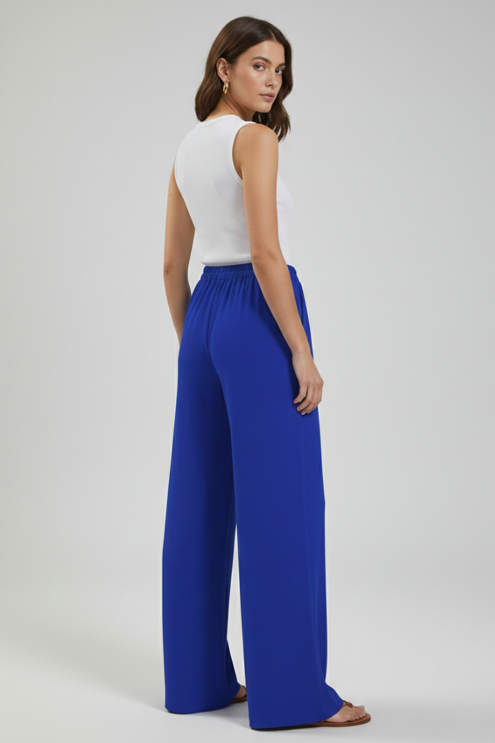 Women's Wide-Leg Drawstring Waist Flowing Summer Palazzo Pants