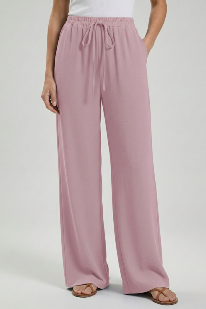 Women's Wide-Leg Drawstring Waist Flowing Summer Palazzo Pants