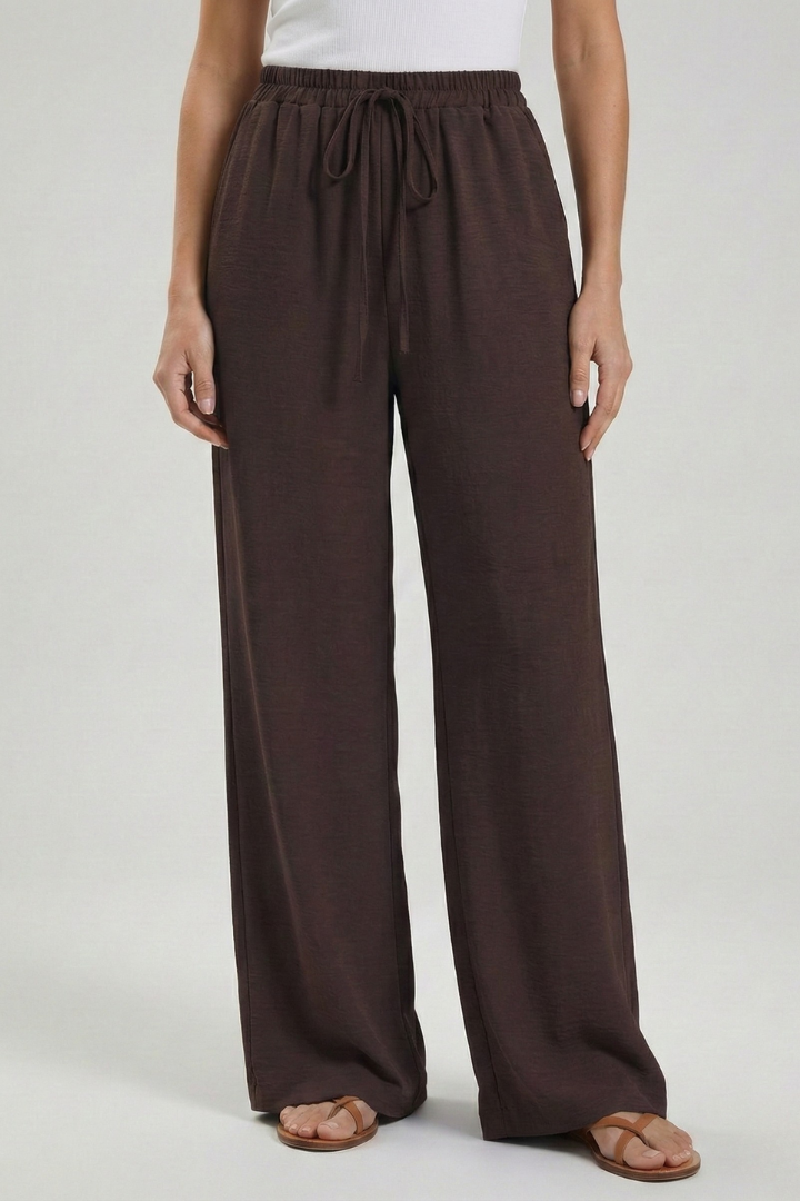 Women's Wide-Leg Drawstring Waist Flowing Summer Palazzo Pants