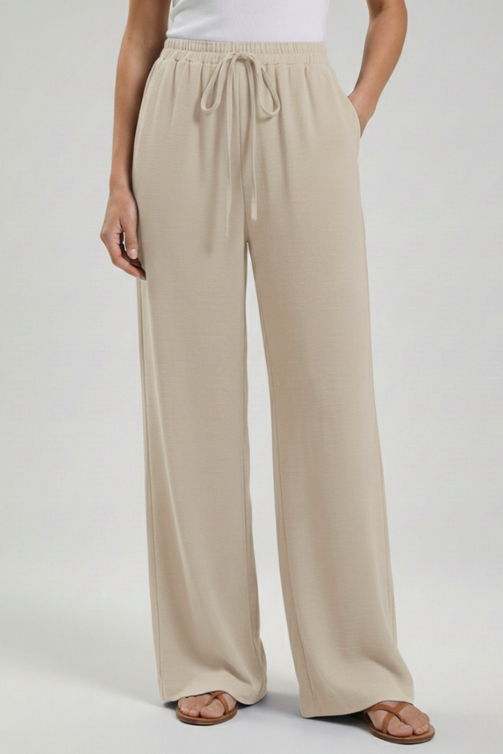 Women's Wide-Leg Drawstring Waist Flowing Summer Palazzo Pants