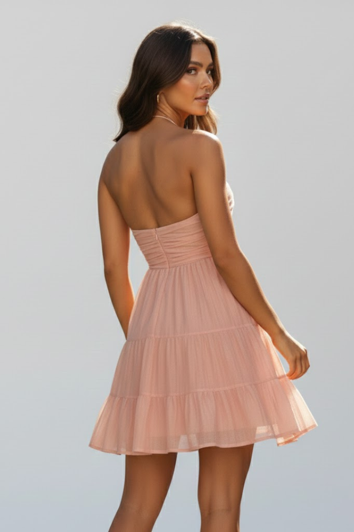 Women's Tiered Halter Neck Summer Party Mini Dress