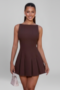 Women's Sleeveless Pleated Evening Party Mini Dress