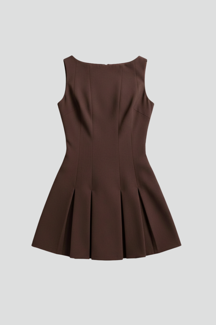 Women's Sleeveless Pleated Evening Party Mini Dress