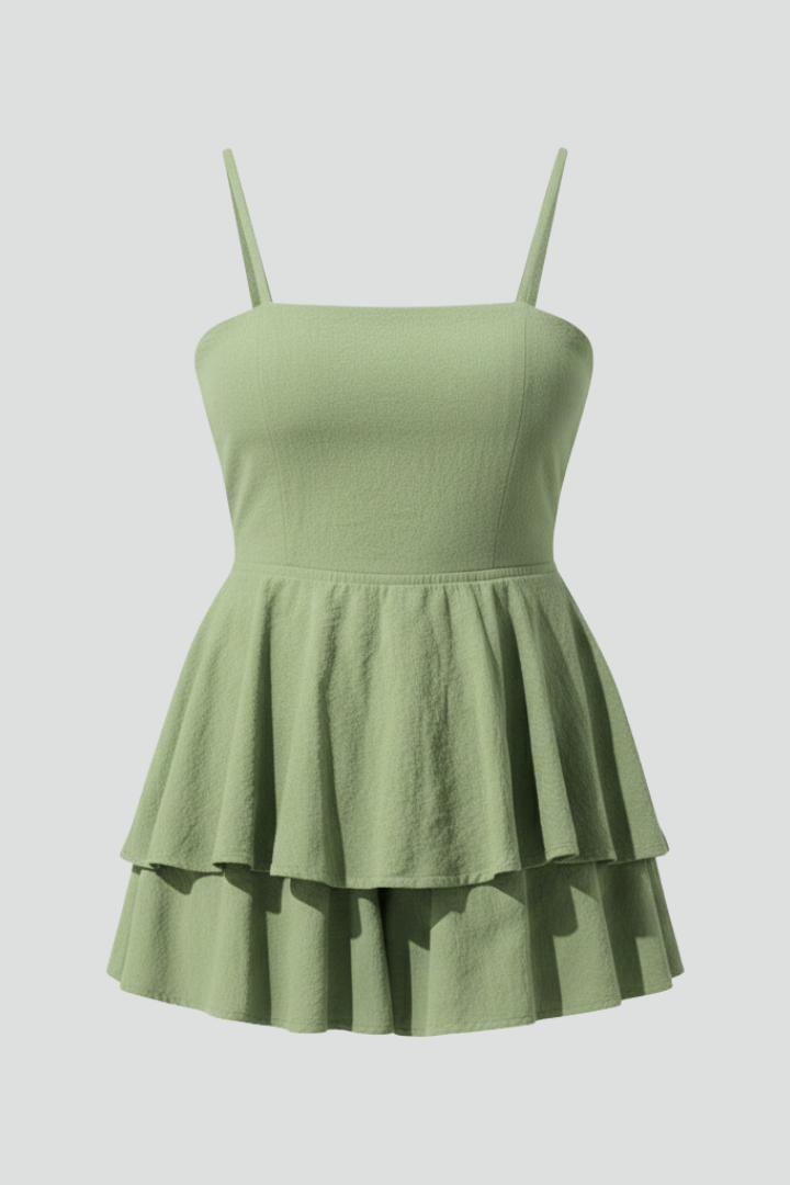 Women's Flared Summer Mini Dress with Slim Straps