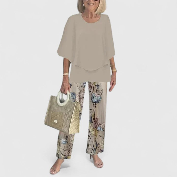 Women's Printed Summer Coordinated Top Pants Two Piece Set