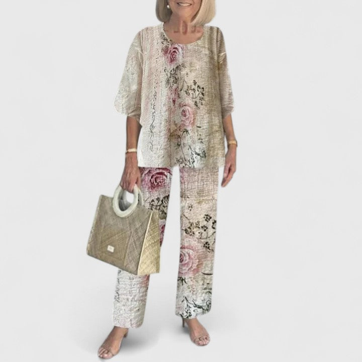 Women's Printed Summer Coordinated Top Pants Two Piece Set
