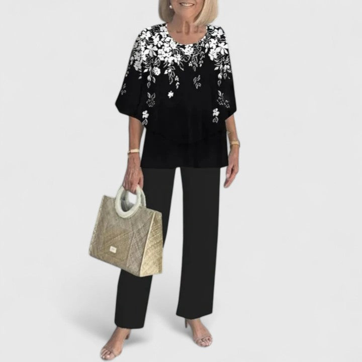 Women's Printed Summer Coordinated Top Pants Two Piece Set