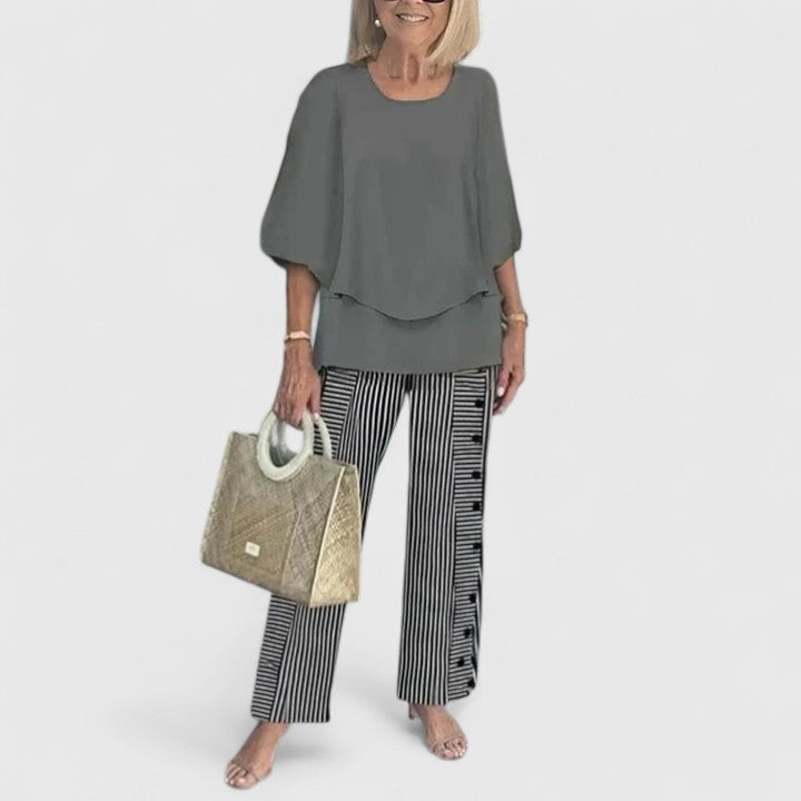 Women's Printed Summer Coordinated Top Pants Two Piece Set