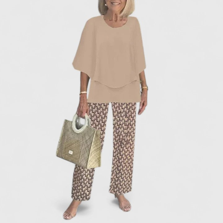 Women's Printed Summer Coordinated Top Pants Two Piece Set