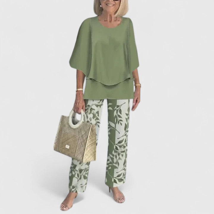 Women's Printed Summer Coordinated Top Pants Two Piece Set