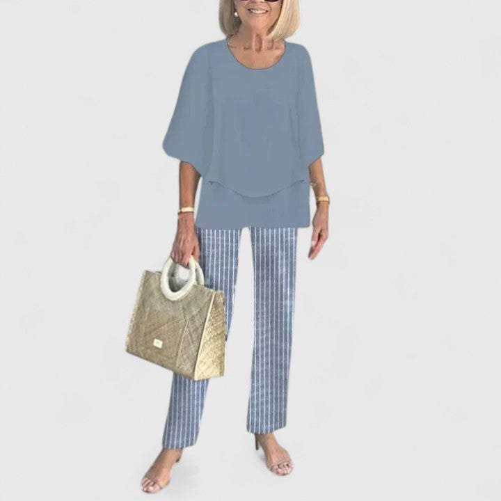 Women's Printed Summer Coordinated Top Pants Two Piece Set