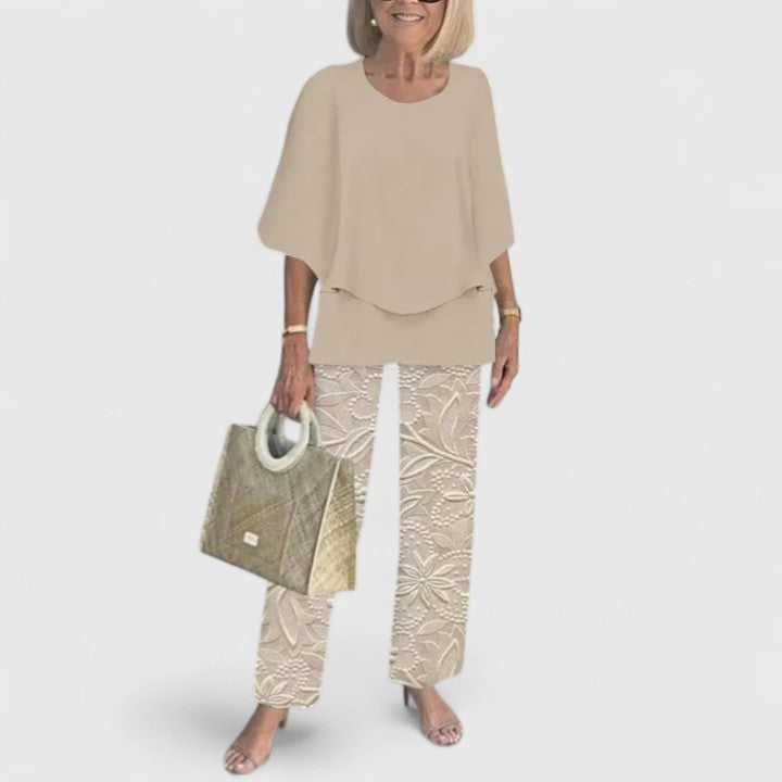 Women's Printed Summer Coordinated Top Pants Two Piece Set