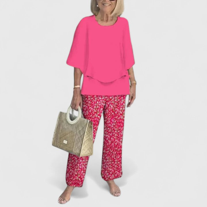 Women's Printed Summer Coordinated Top Pants Two Piece Set