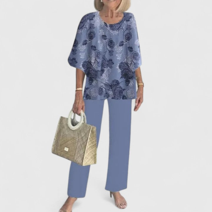 Women's Printed Summer Coordinated Top Pants Two Piece Set