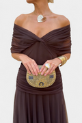 Women's Ruched Off the Shoulder Summer Maxi Dress
