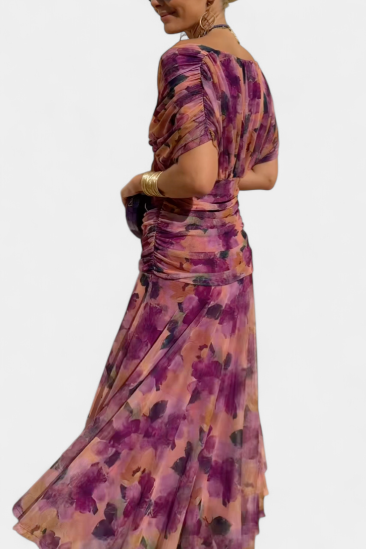 Women's Ruched Off the Shoulder Summer Maxi Dress