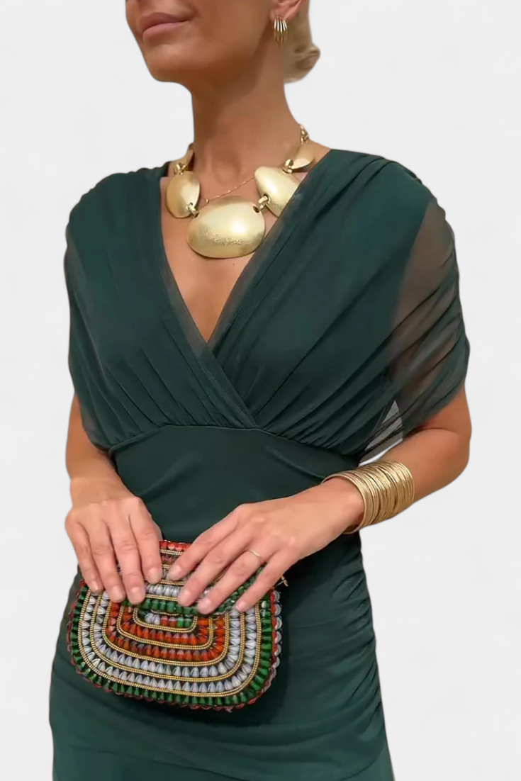 Women's Ruched Off the Shoulder Summer Maxi Dress