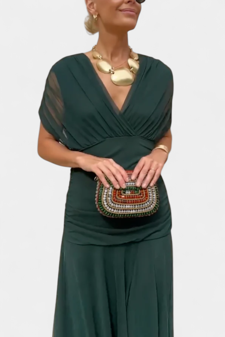 Women's Ruched Off the Shoulder Summer Maxi Dress