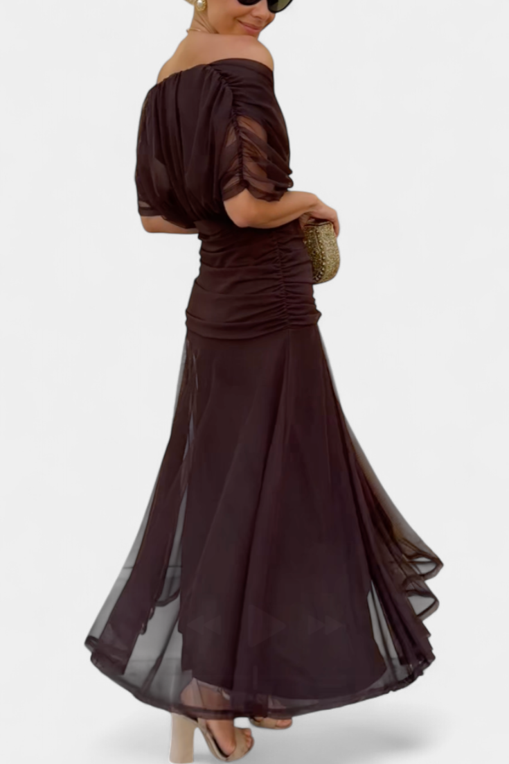 Women's Ruched Off the Shoulder Summer Maxi Dress