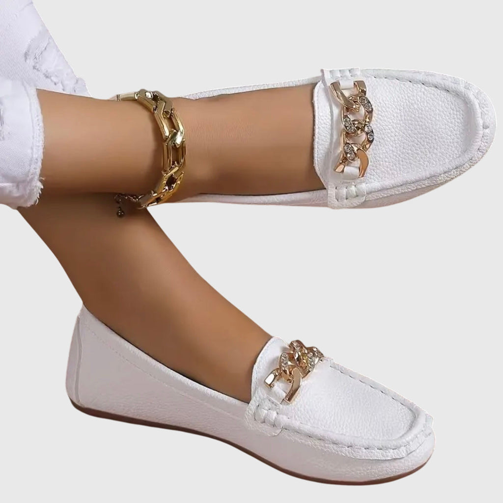 Women's Orthopedic Slip-On Loafers with Chain Detail