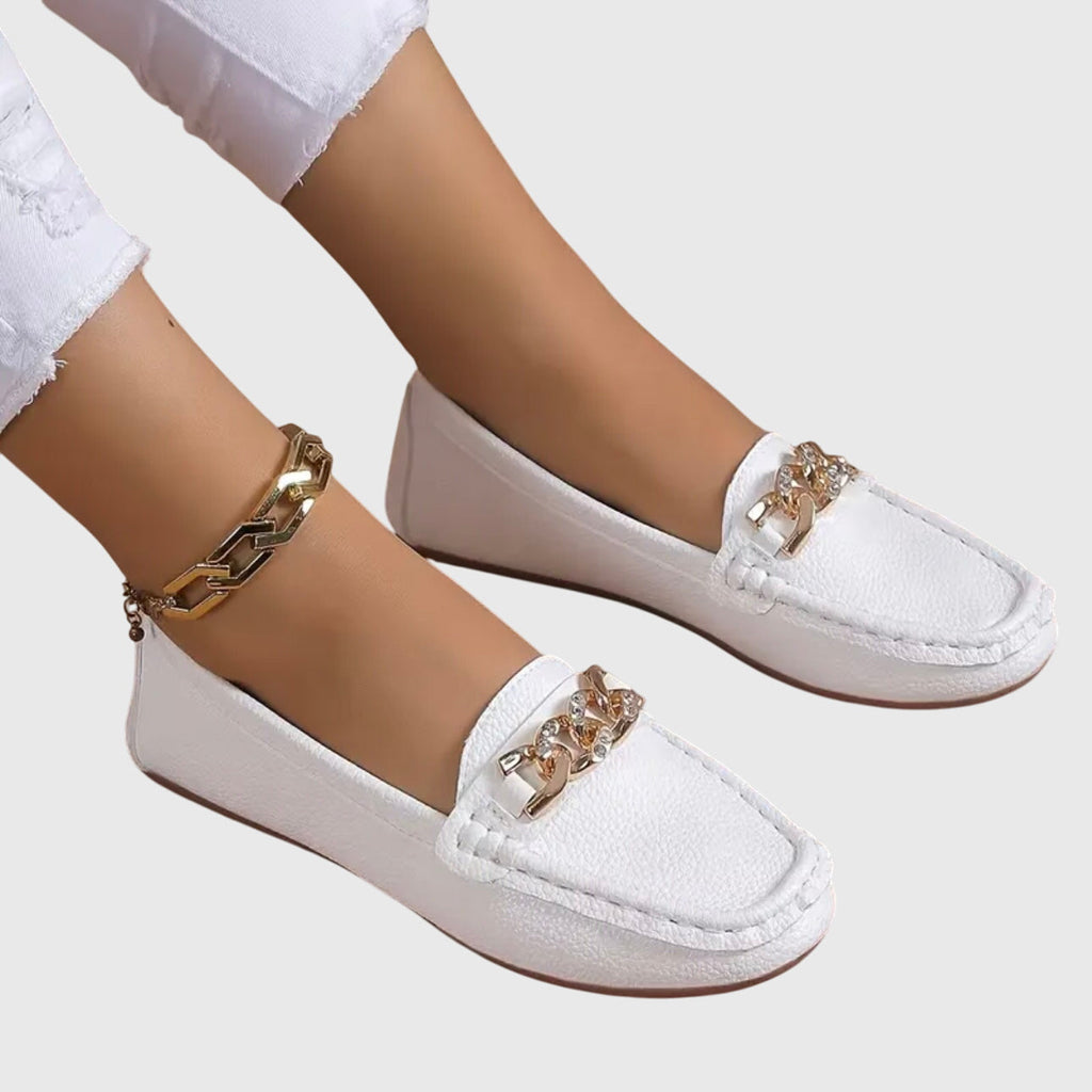 Women's Orthopedic Slip-On Loafers with Chain Detail