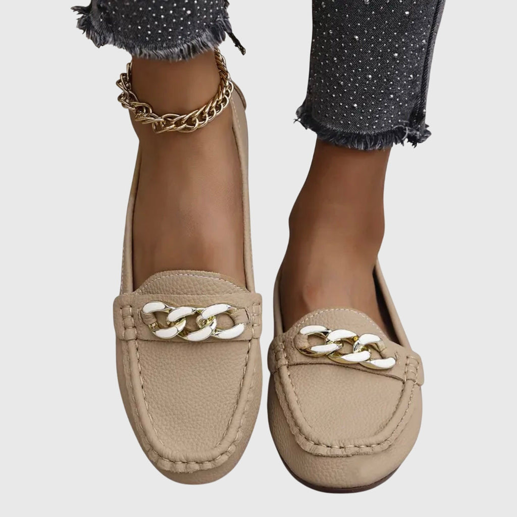 Women's Orthopedic Slip-On Loafers with Chain Detail