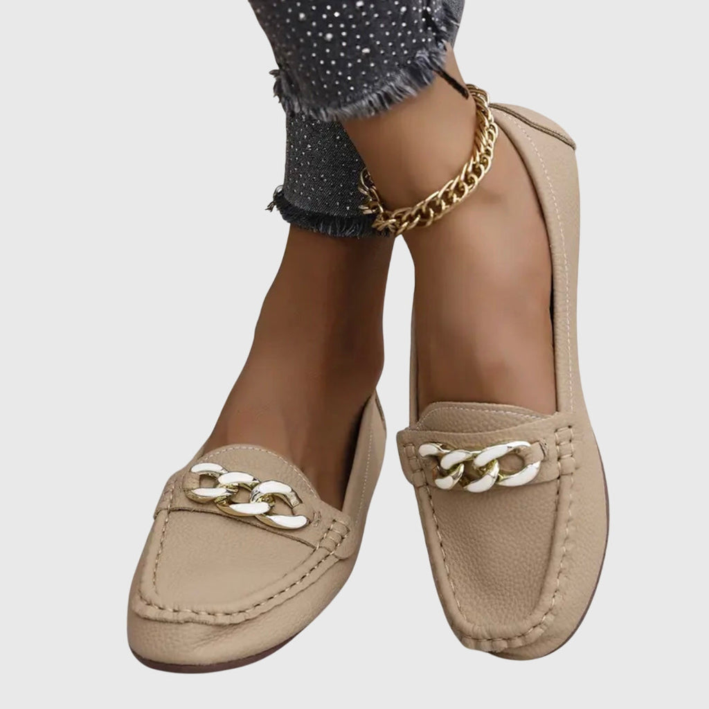 Women's Orthopedic Slip-On Loafers with Chain Detail