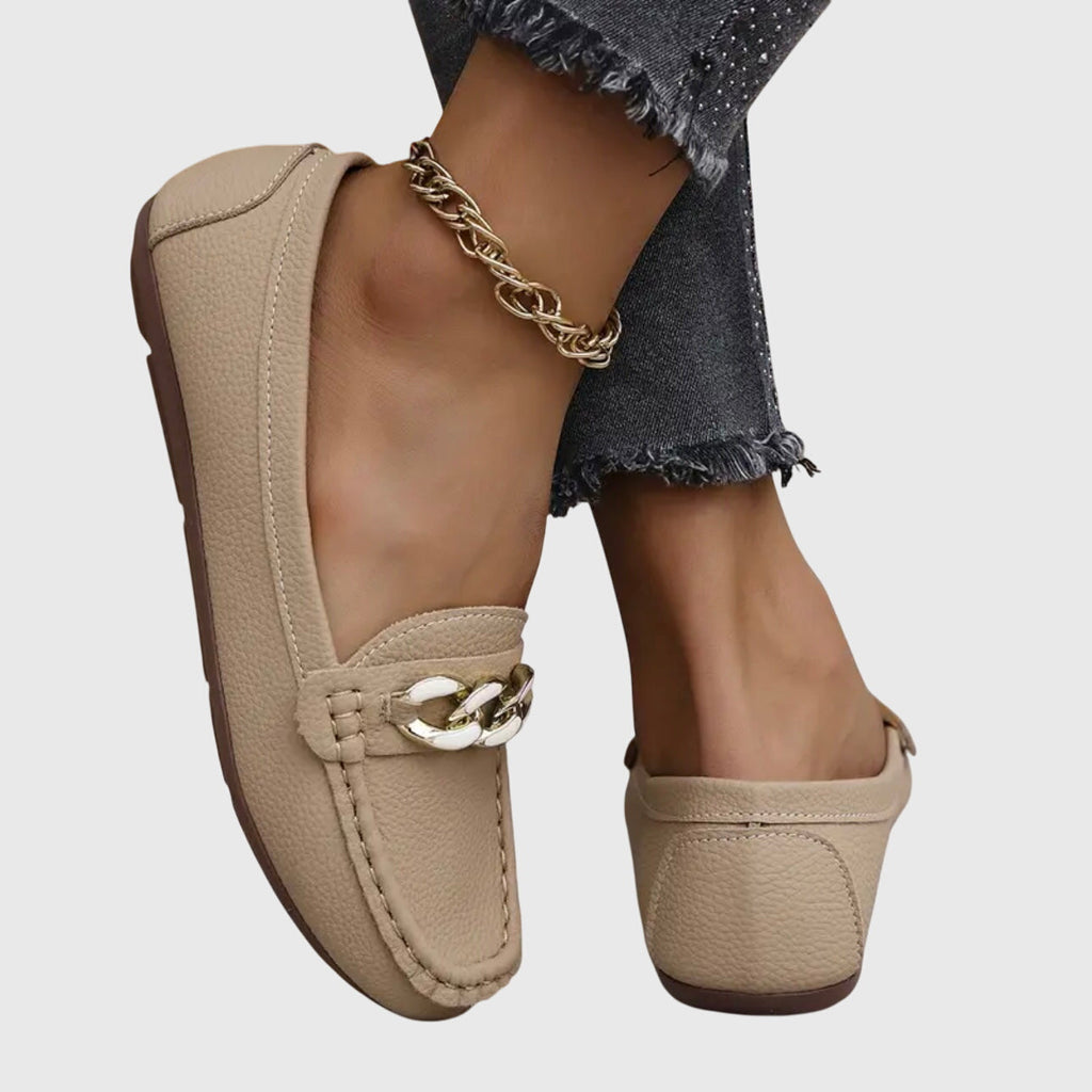 Women's Orthopedic Slip-On Loafers with Chain Detail