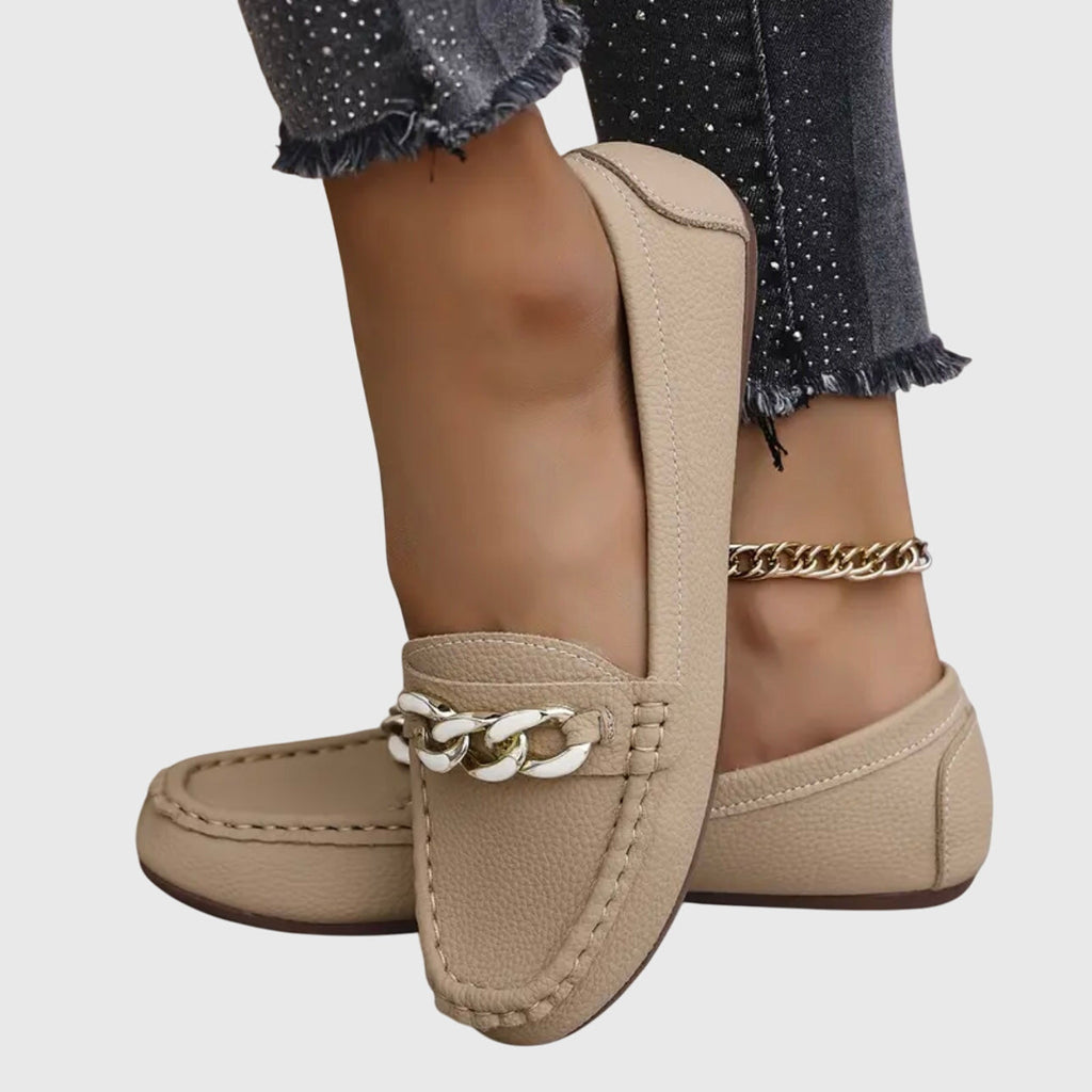Women's Orthopedic Slip-On Loafers with Chain Detail