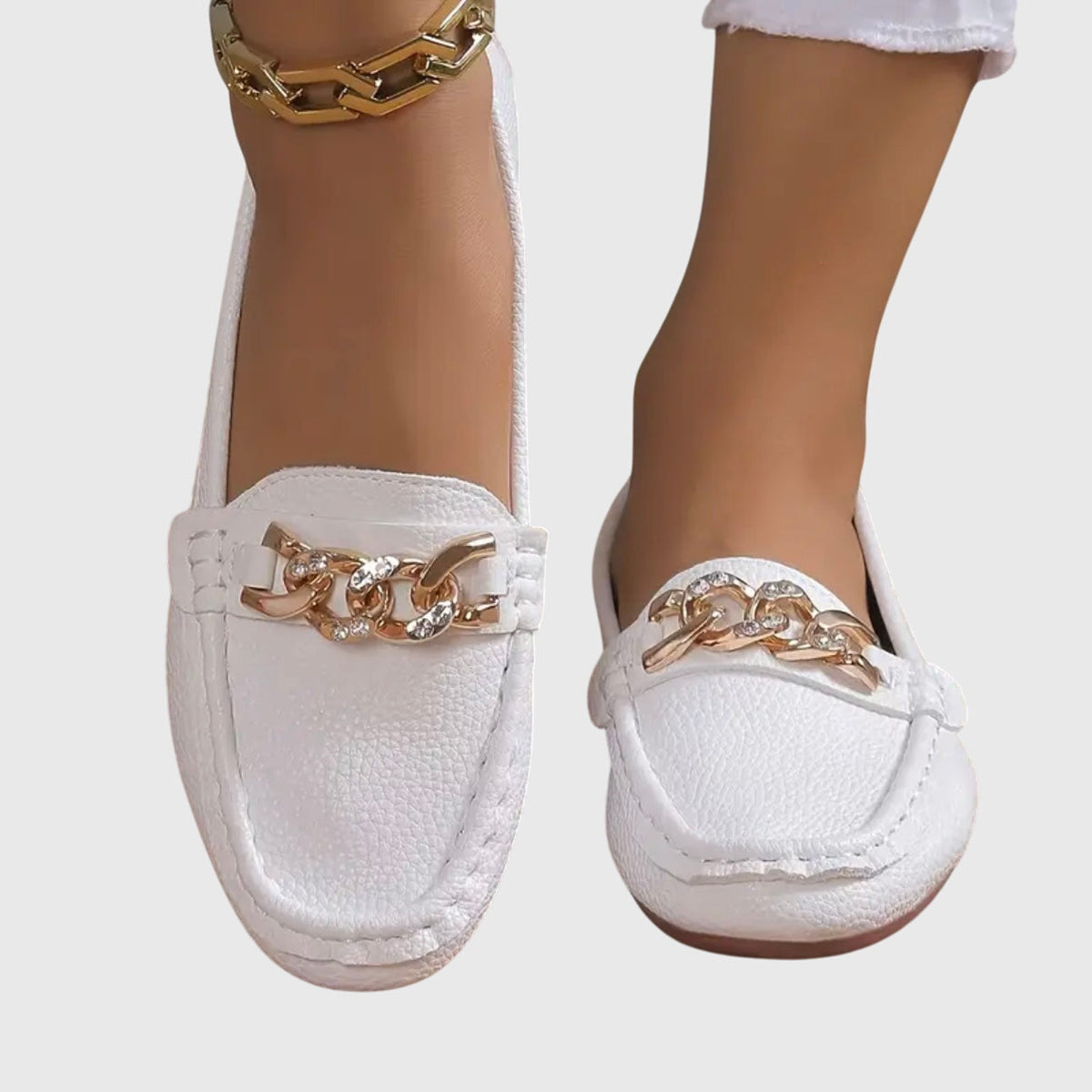 Women's Orthopedic Slip-On Loafers with Chain Detail