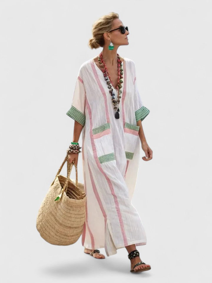 Women's Relaxed V Neckline Summer Maxi Dress