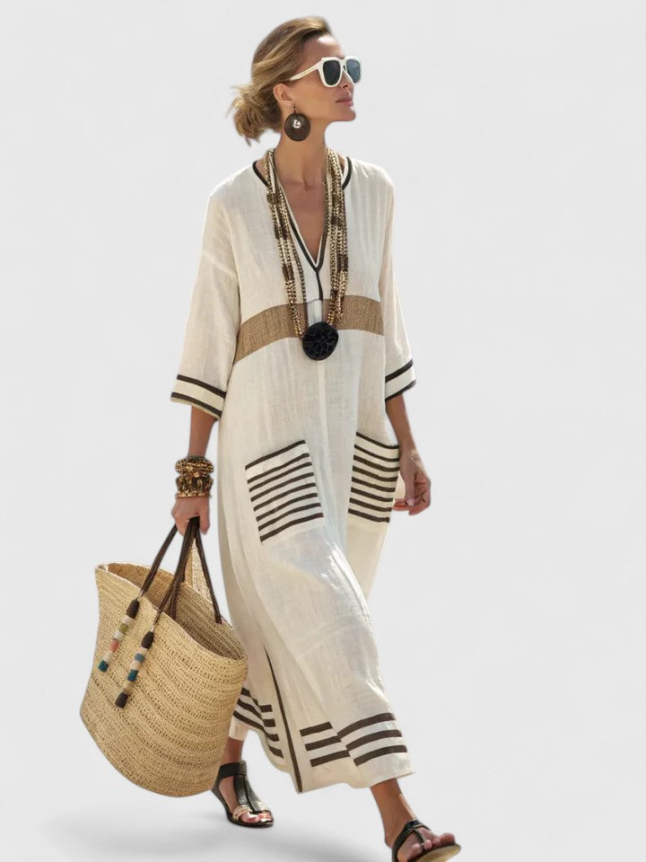 Women's Relaxed V Neckline Summer Maxi Dress