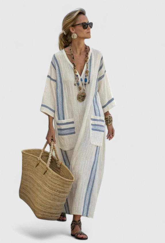 Women's Relaxed V Neckline Summer Maxi Dress