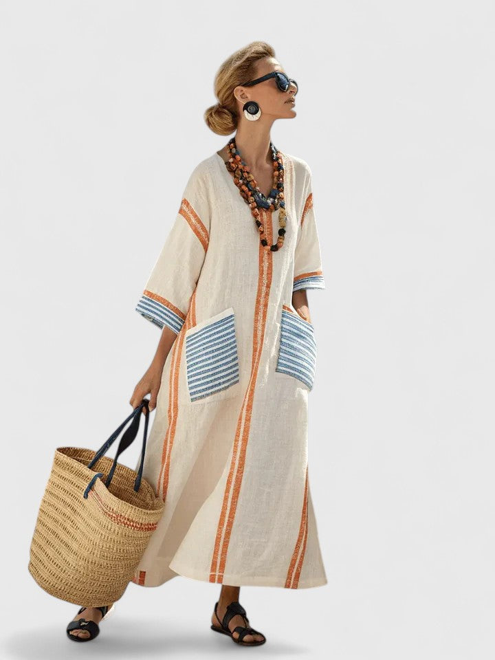 Women's Relaxed V Neckline Summer Maxi Dress