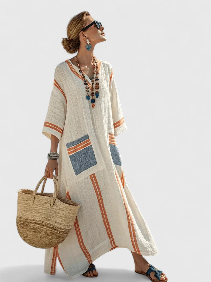 Women's Relaxed V Neckline Summer Maxi Dress