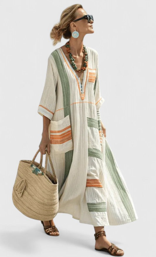 Women's Relaxed V Neckline Summer Maxi Dress