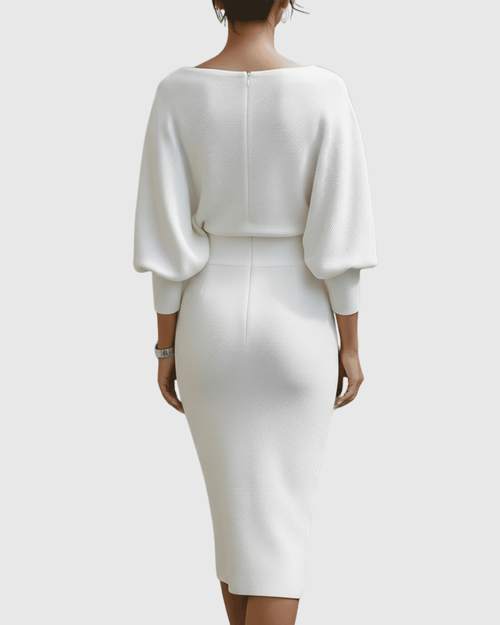 Women's Draped Silhouette Work Evening Knit Midi Dress