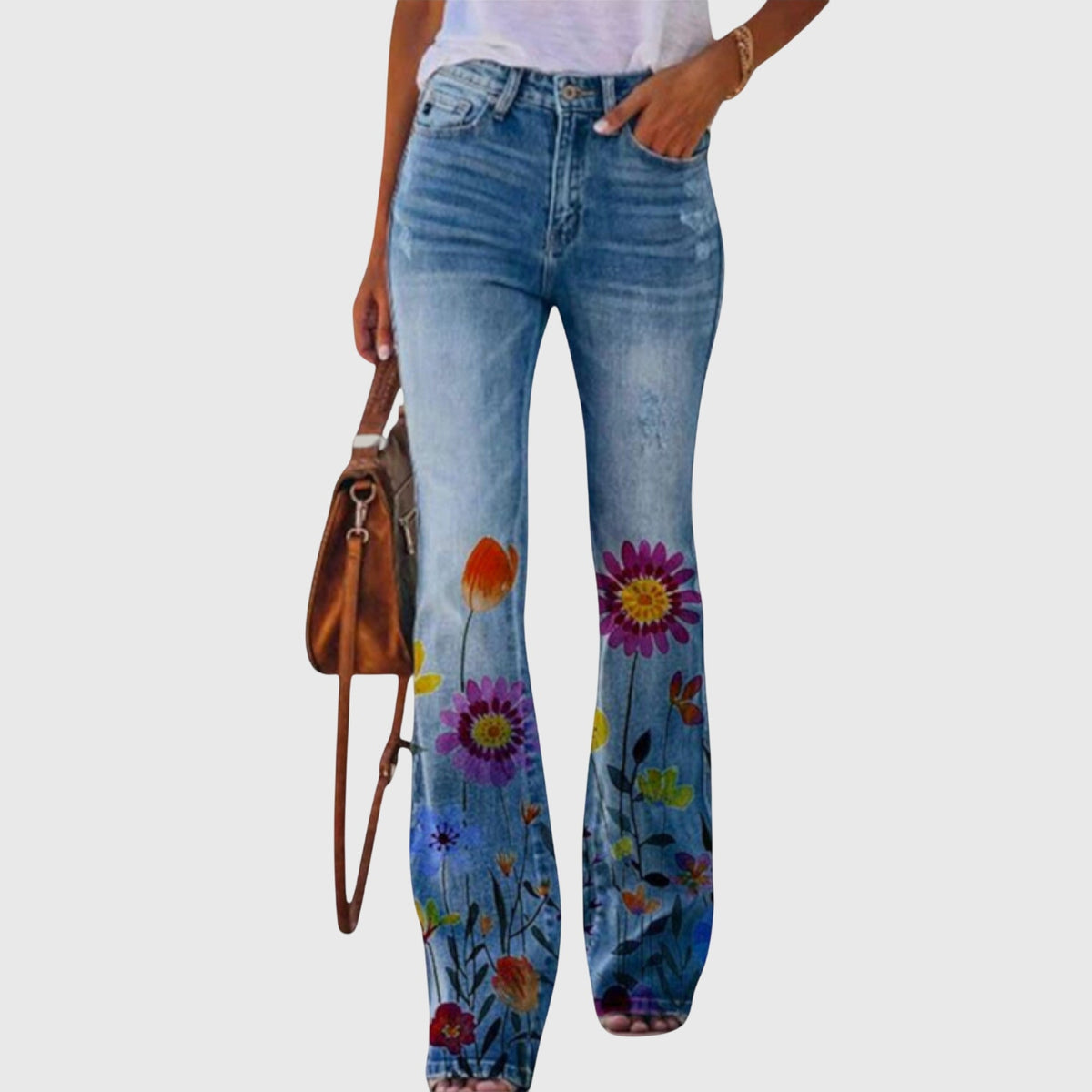 Women's Bold Printed Floral Skinny Denim Jeans