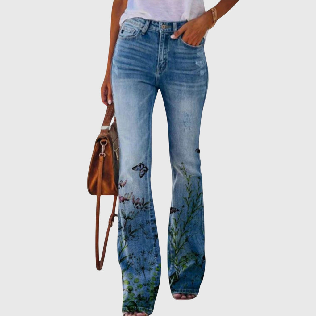 Women's Bold Printed Floral Skinny Denim Jeans