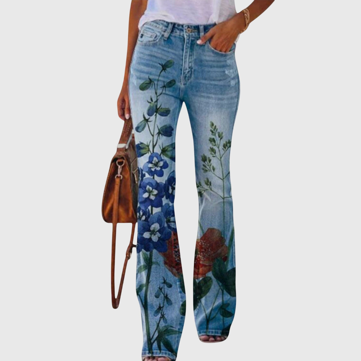 Women's Bold Printed Floral Skinny Denim Jeans