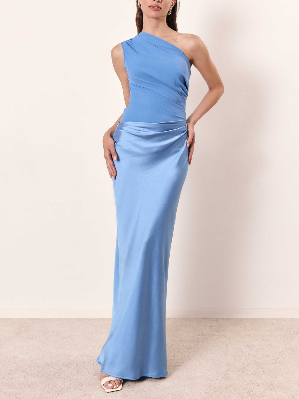 Women's Asymmetrical Neckline Cocktail Evening Maxi Dress