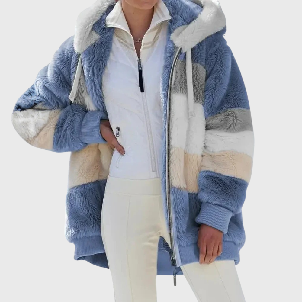 Women's Faux Fur Hooded Padded Fleece-Blend Jacket
